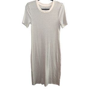 NWOT A New Day Women Short Sleeve Striped Long Dress, White & Black, Medium